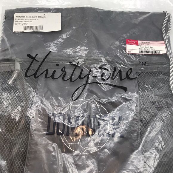NEW Thirty-one Spirit Cinch Sac Backpack Spirit Grey Drawstring Soccer Gym Bag - Picture 4 of 6